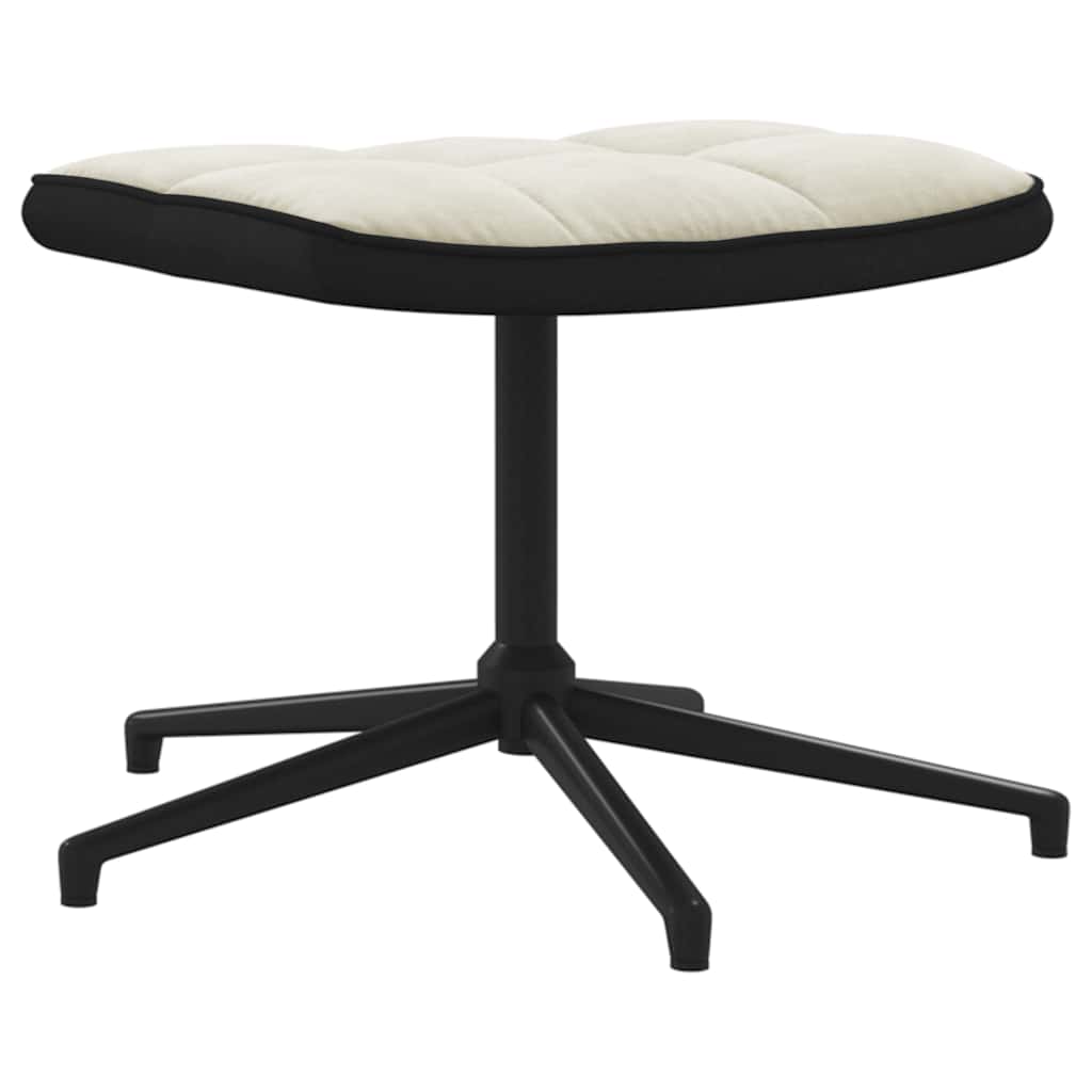 vidaXL Πολυθρόνα Relax Λευκό Κρεμ από Βελούδο και PVC με Σκαμπό