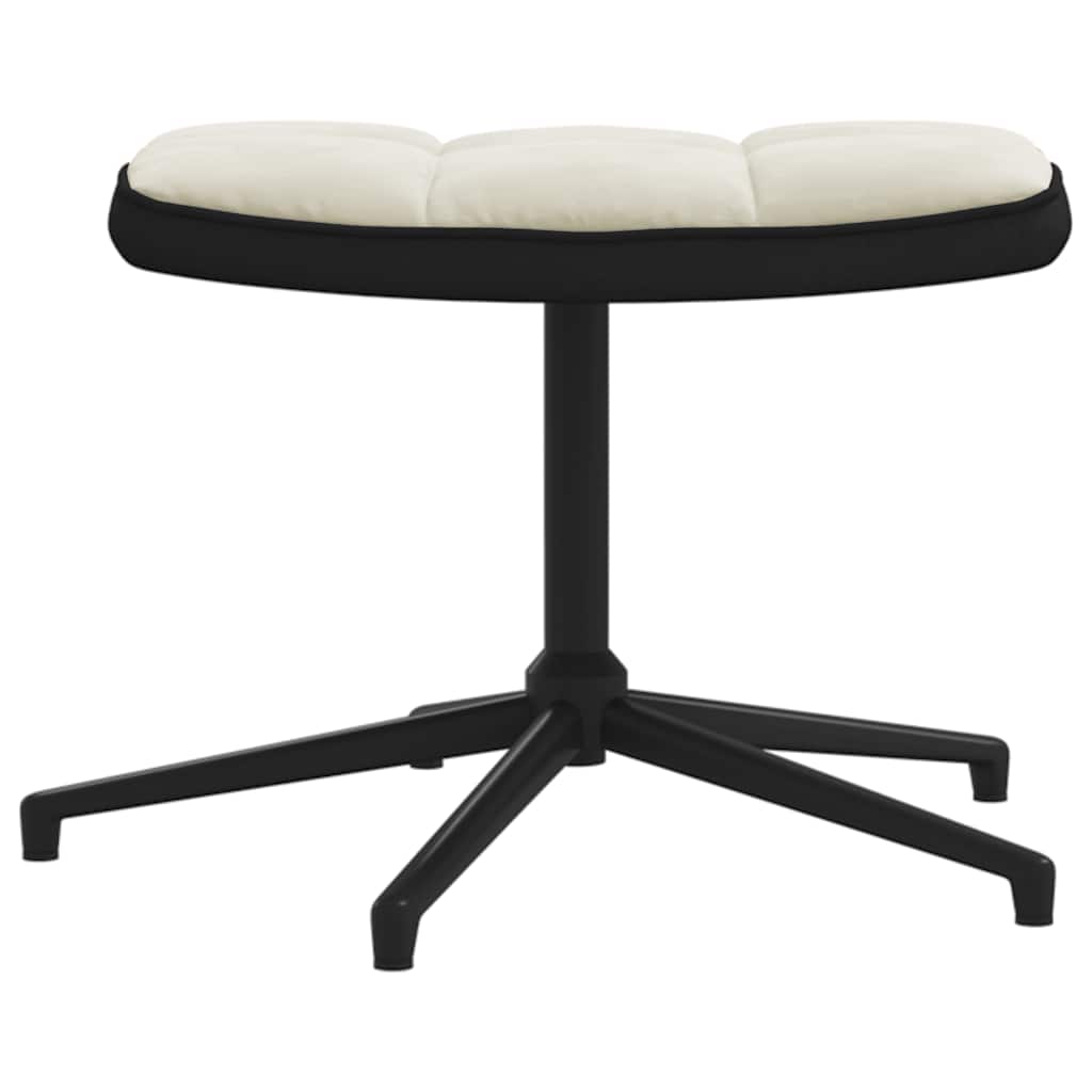 vidaXL Πολυθρόνα Relax Λευκό Κρεμ από Βελούδο και PVC με Σκαμπό