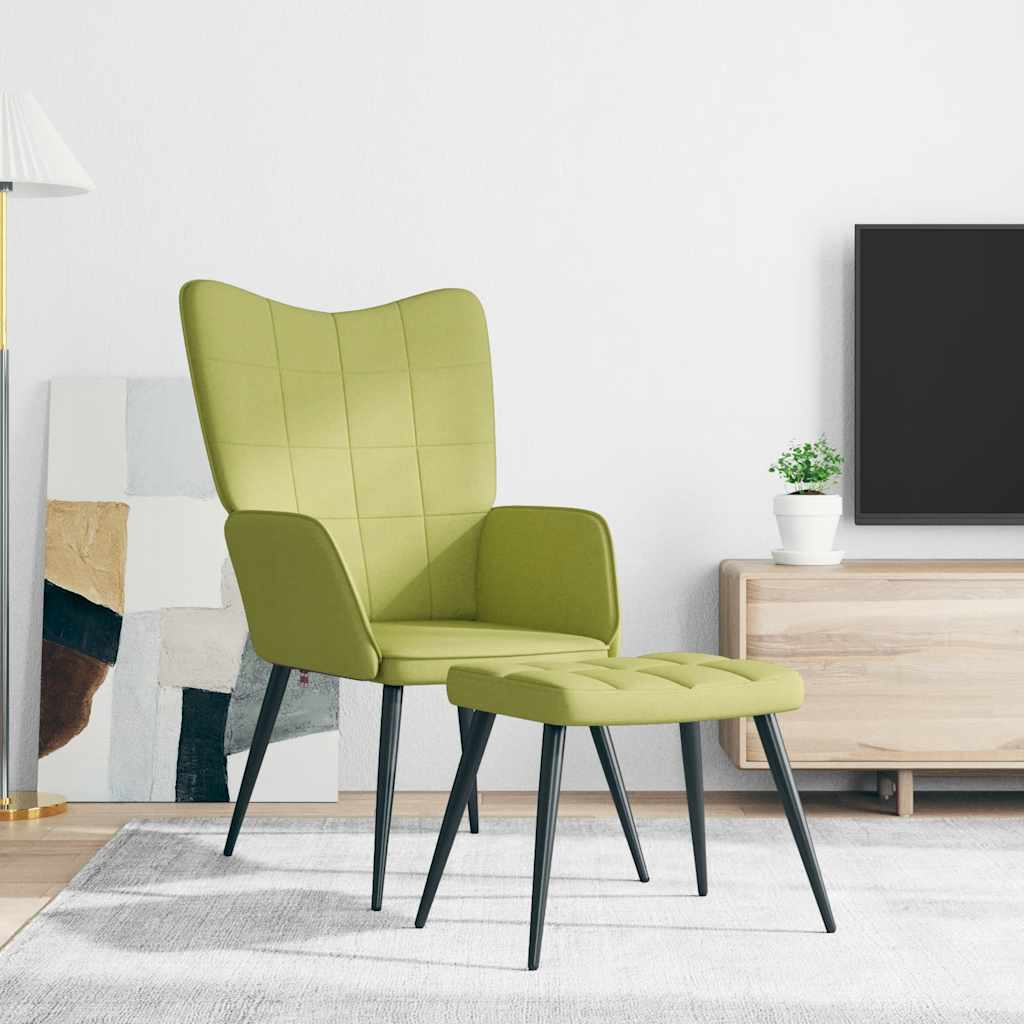 vidaXL Πολυθρόνα Relax Πράσινη Υφασμάτινη με Σκαμπό