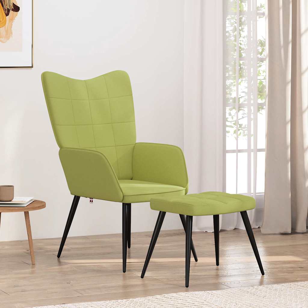 vidaXL Πολυθρόνα Relax Πράσινη Υφασμάτινη με Σκαμπό
