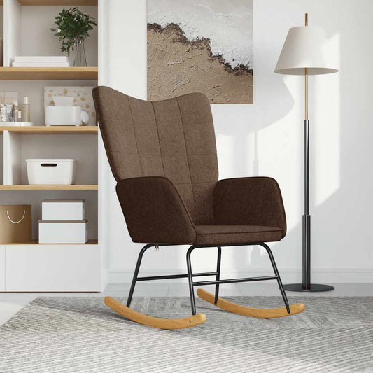 vidaXL Κουνιστή Πολυθρόνα Καφέ Υφασμάτινη