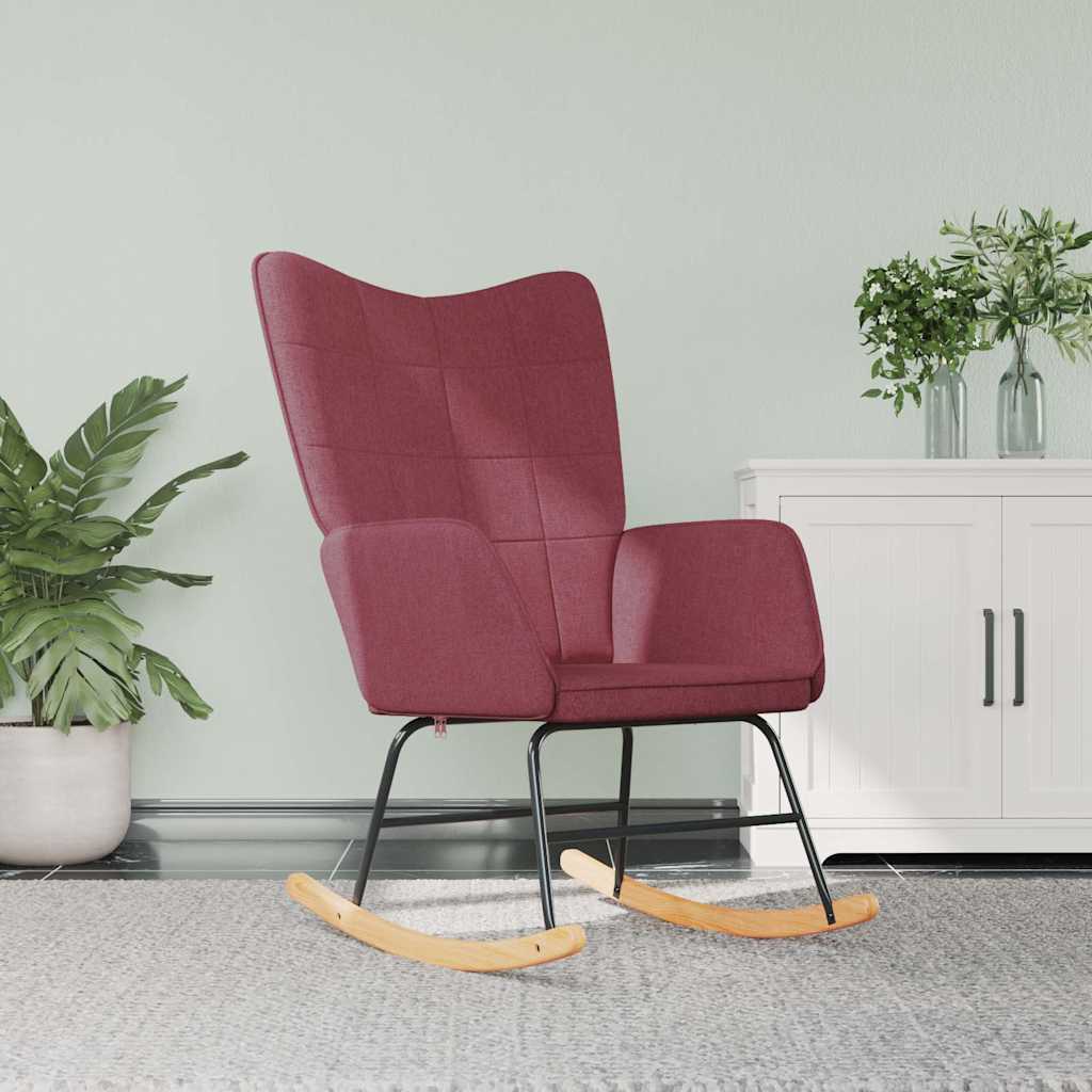 vidaXL Κουνιστή Πολυθρόνα Μπορντό Υφασμάτινη