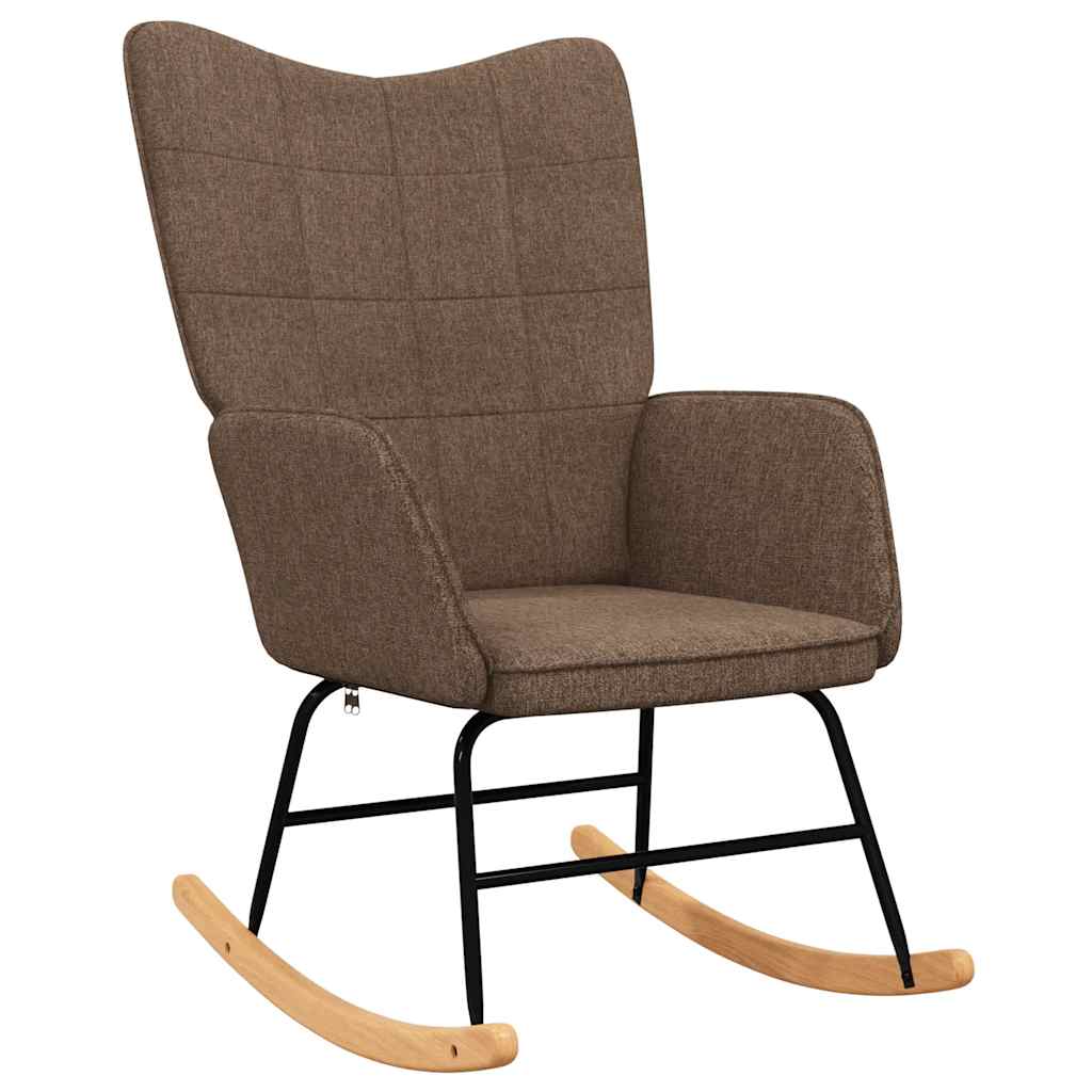 vidaXL Πολυθρόνα Κουνιστή Καφέ Υφασμάτινη με Σκαμπό
