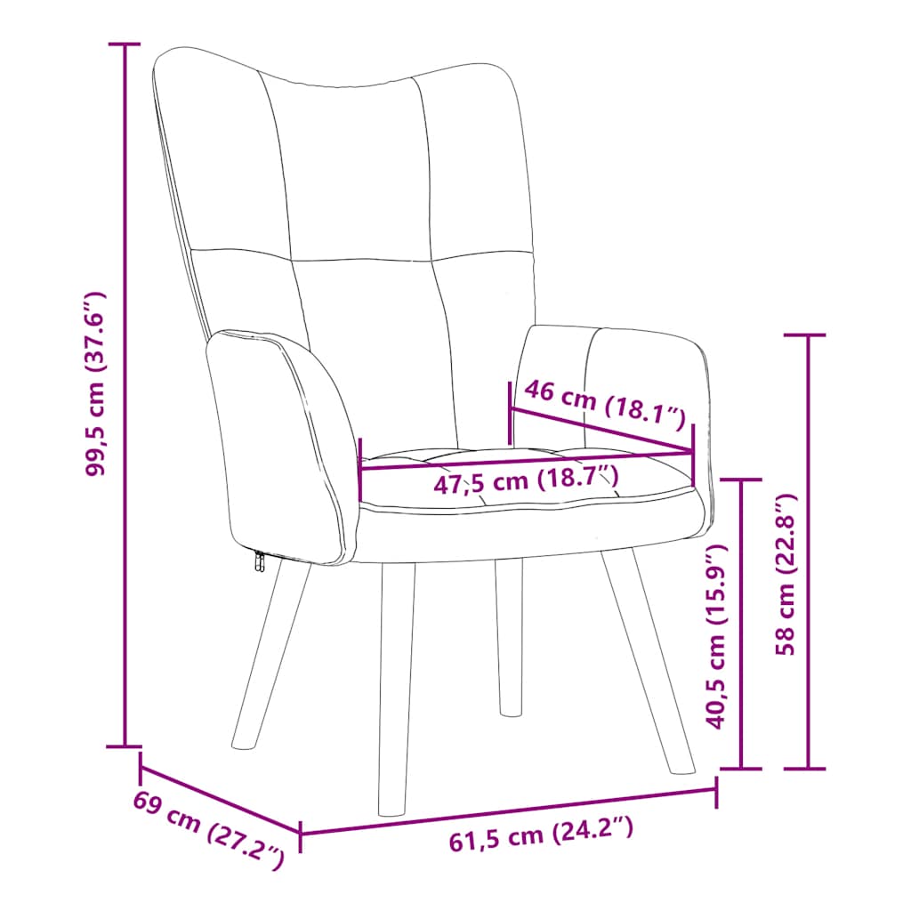 vidaXL Πολυθρόνα Relax Μπορντό Βελούδινη