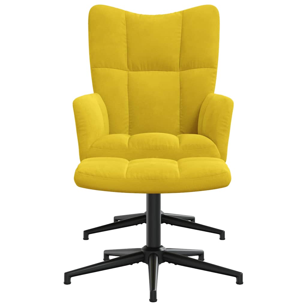 vidaXL Πολυθρόνα Relax Κίτρινη Μουσταρδί Βελούδινη με Σκαμπό