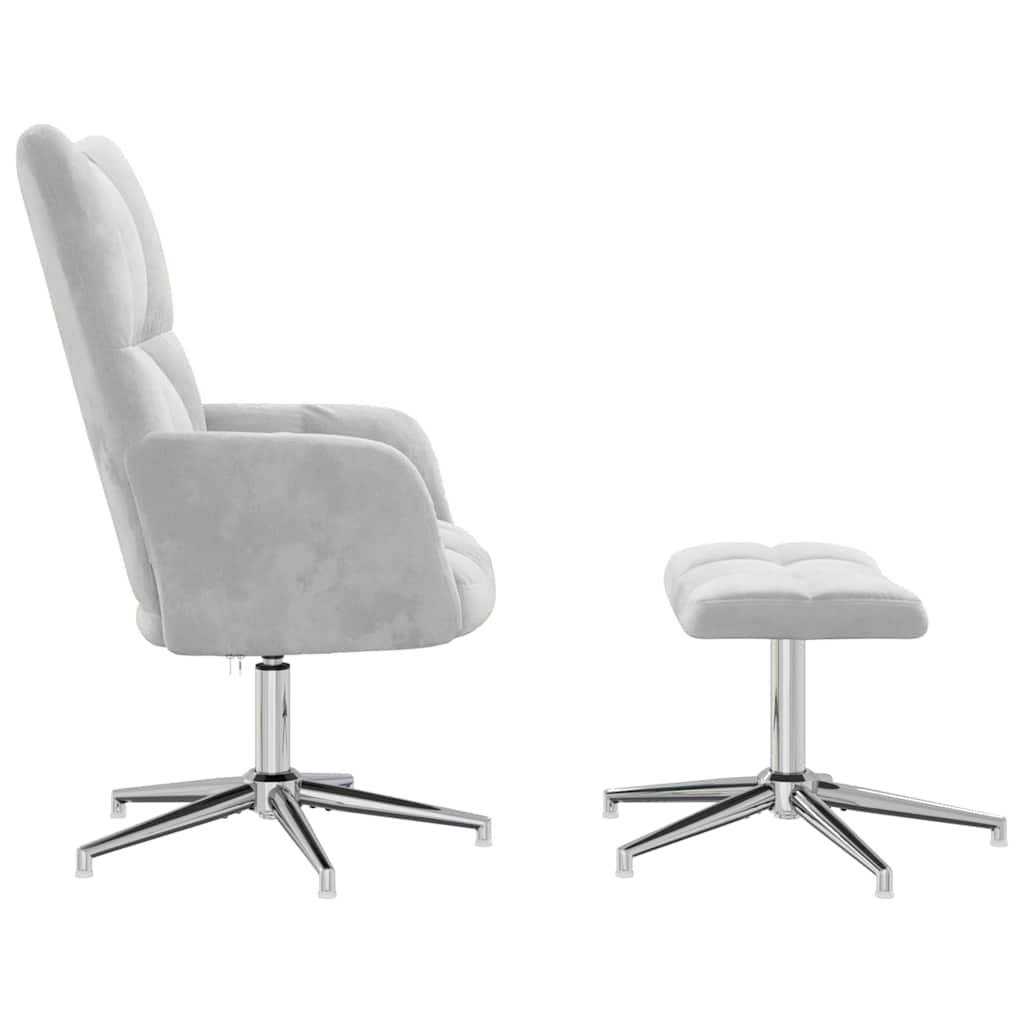 vidaXL Πολυθρόνα Relax Ανοιχτό Γκρι Βελούδινη με Σκαμπό