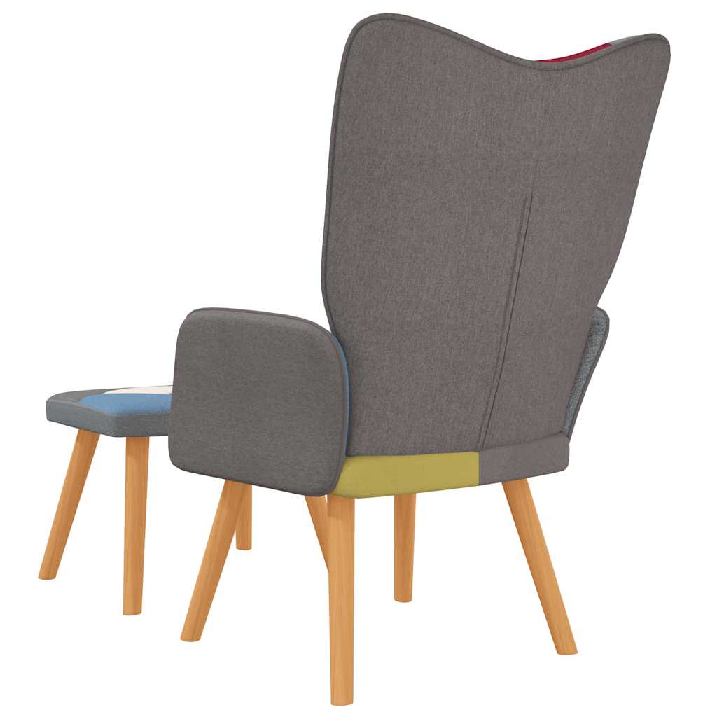 vidaXL Πολυθρόνα Relax Σχέδιο Patchwork Υφασμάτινη με Σκαμπό