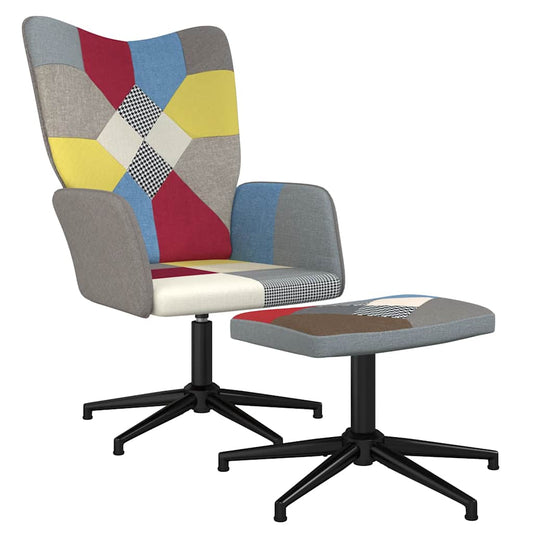 vidaXL Πολυθρόνα Relax Σχέδιο Patchwork Υφασμάτινη με Σκαμπό