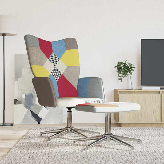 vidaXL Πολυθρόνα Relax Σχέδιο Patchwork Υφασμάτινη με Σκαμπό