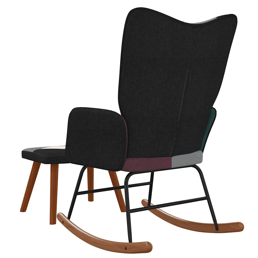 vidaXL Πολυθρόνα Κουνιστή Σχέδιο Patchwork Υφασμάτινη με Σκαμπό