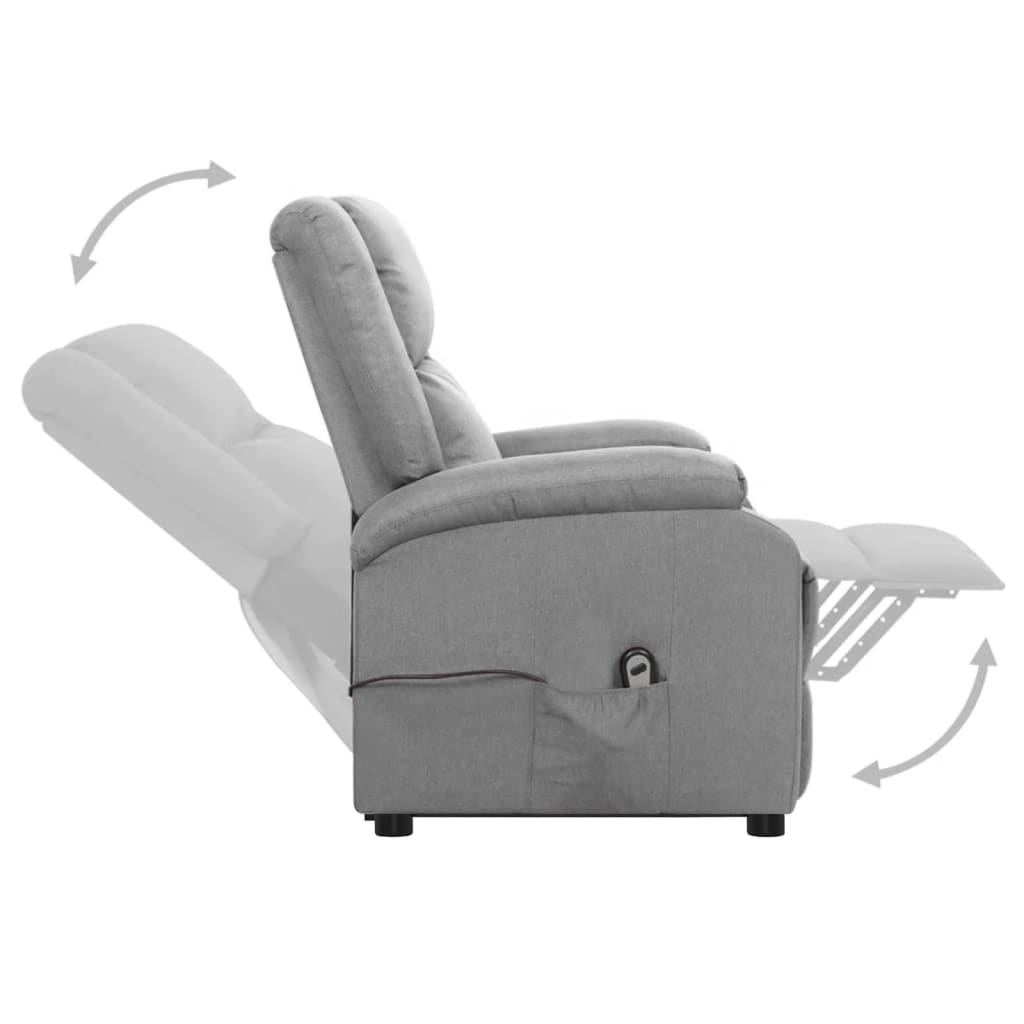 vidaXL Πολυθρόνα με Ανύψωση Ανοιχτό Γκρι Υφασμάτινη
