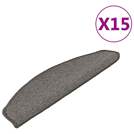 vidaXL Πατάκια Σκάλας Μοκέτα 15 τεμ. Γκρι 65 x 21 x 4 εκ.