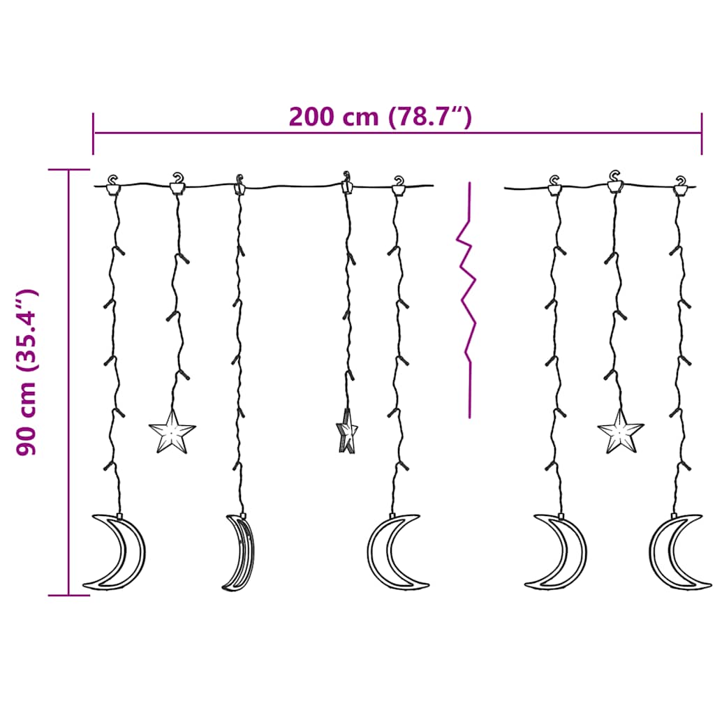 vidaXL Λαμπάκια σε Σχήμα Αστέρι & Φεγγάρι Μπλε Χειριστ. 138 LED