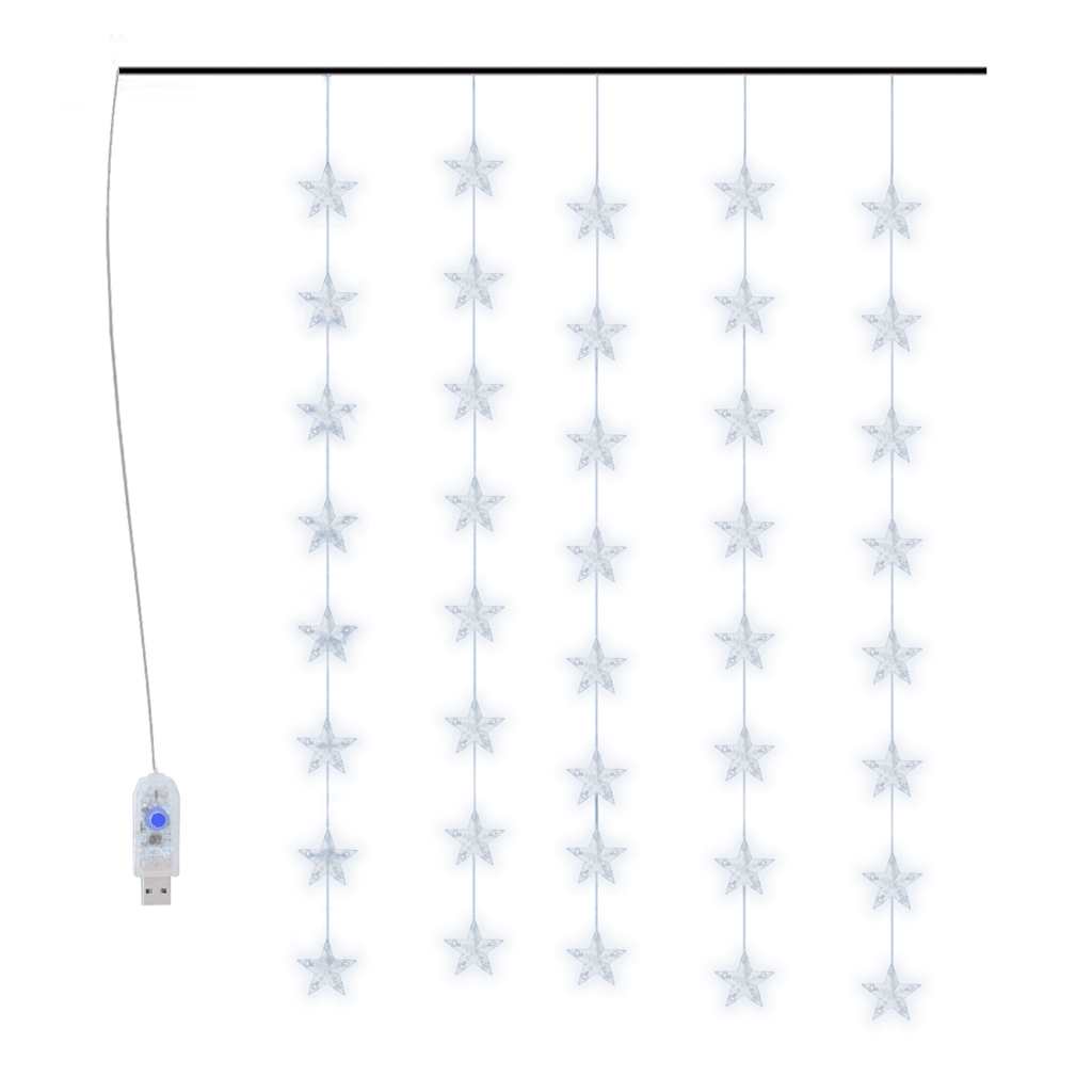vidaXL Κουρτίνα LED Φωτάκια 200 LED Ψυχρό Λευκό με 8 Λειτουργίες