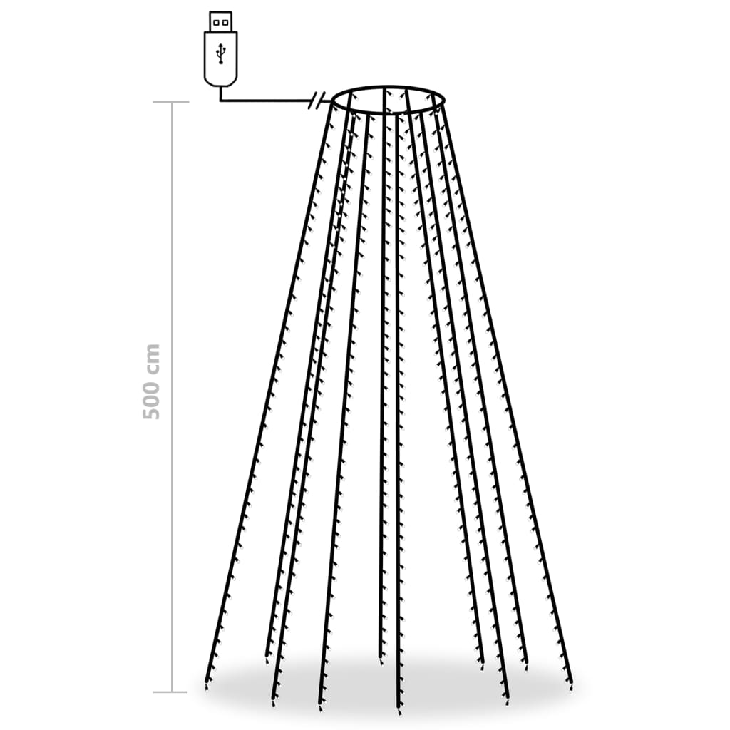 vidaXL Λαμπάκια Δέντρου 500 LED Εσωτ./Εξωτ. Χώρου Πολύχρωμα 500 εκ.