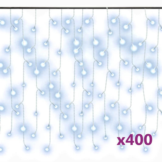 vidaXL Κουρτίνα LED Φωτάκια Σταλακτίτες 10μ 400LED Ψυχρό Λευκό 8 Λειτ.