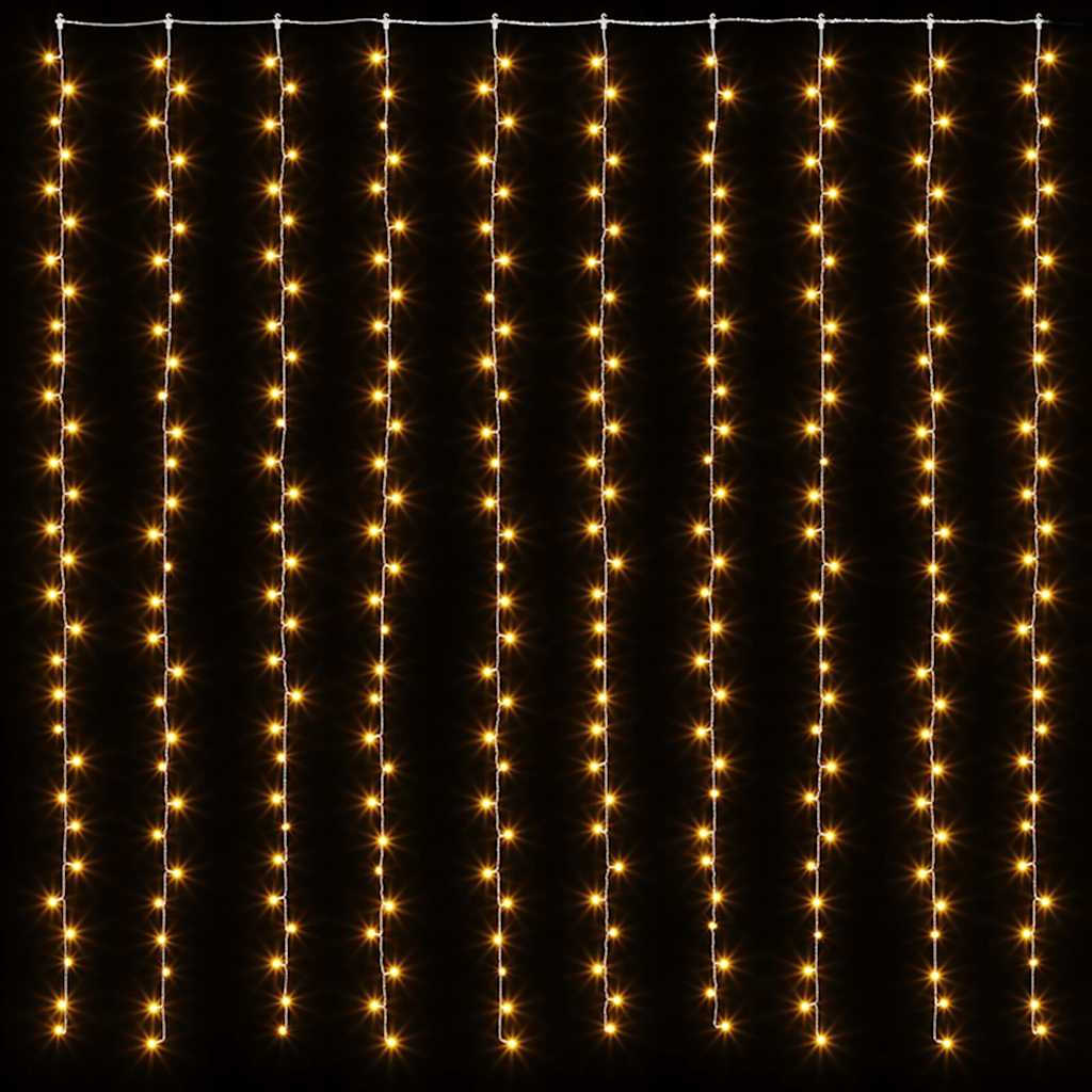 vidaXL Κουρτίνα LED Φωτάκια 300 LED Θερμό Λευκό 3 x 3 μ. 8 Λειτουργίες