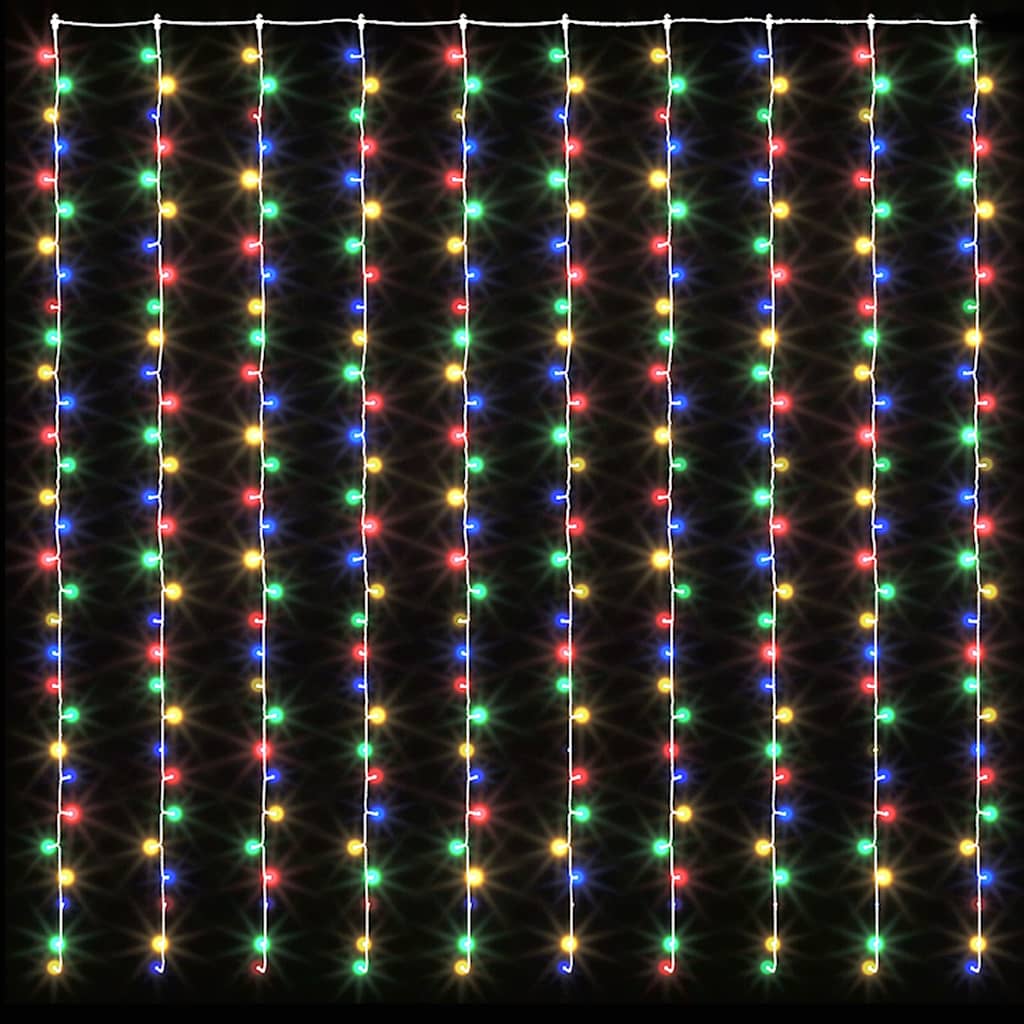 vidaXL Κουρτίνα LED Φωτάκια 300 LED Πολύχρωμα 3 x 3 μ. 8 Λειτουργίες