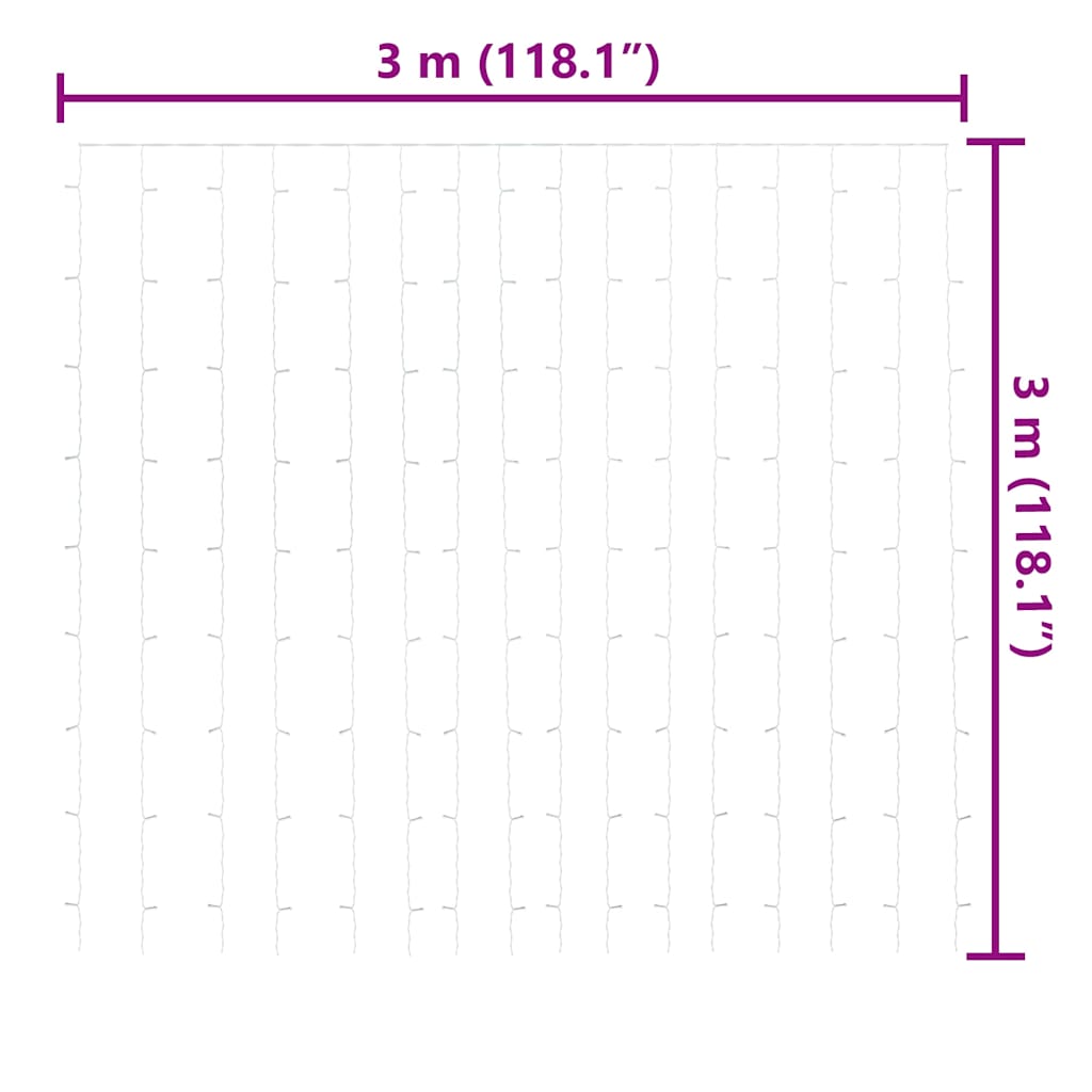 vidaXL Κουρτίνα LED Φωτάκια 300 LED Πολύχρωμα 3 x 3 μ. 8 Λειτουργίες