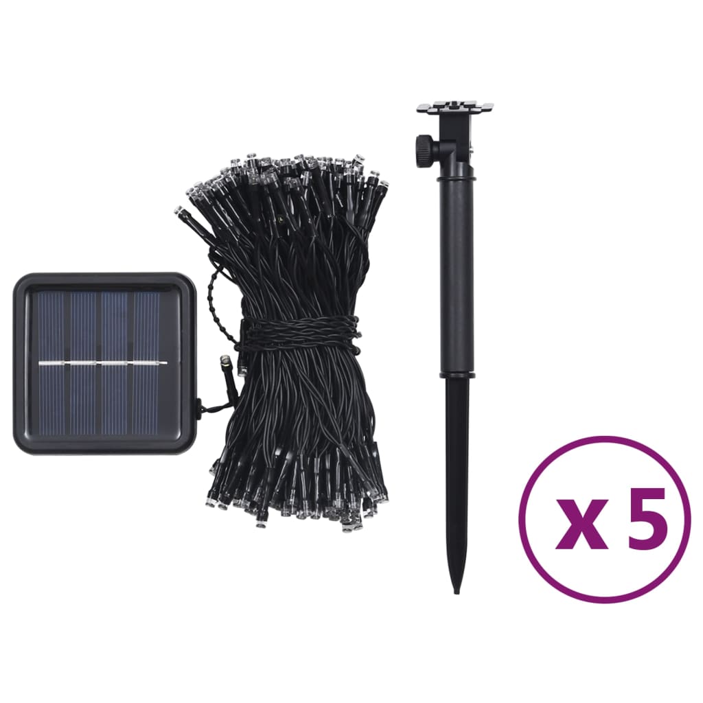 vidaXL Λαμπάκια Ηλιακά Εξωτ./Εσωτ. Χώρου 5 τεμ. Μπλε 5x200 LED