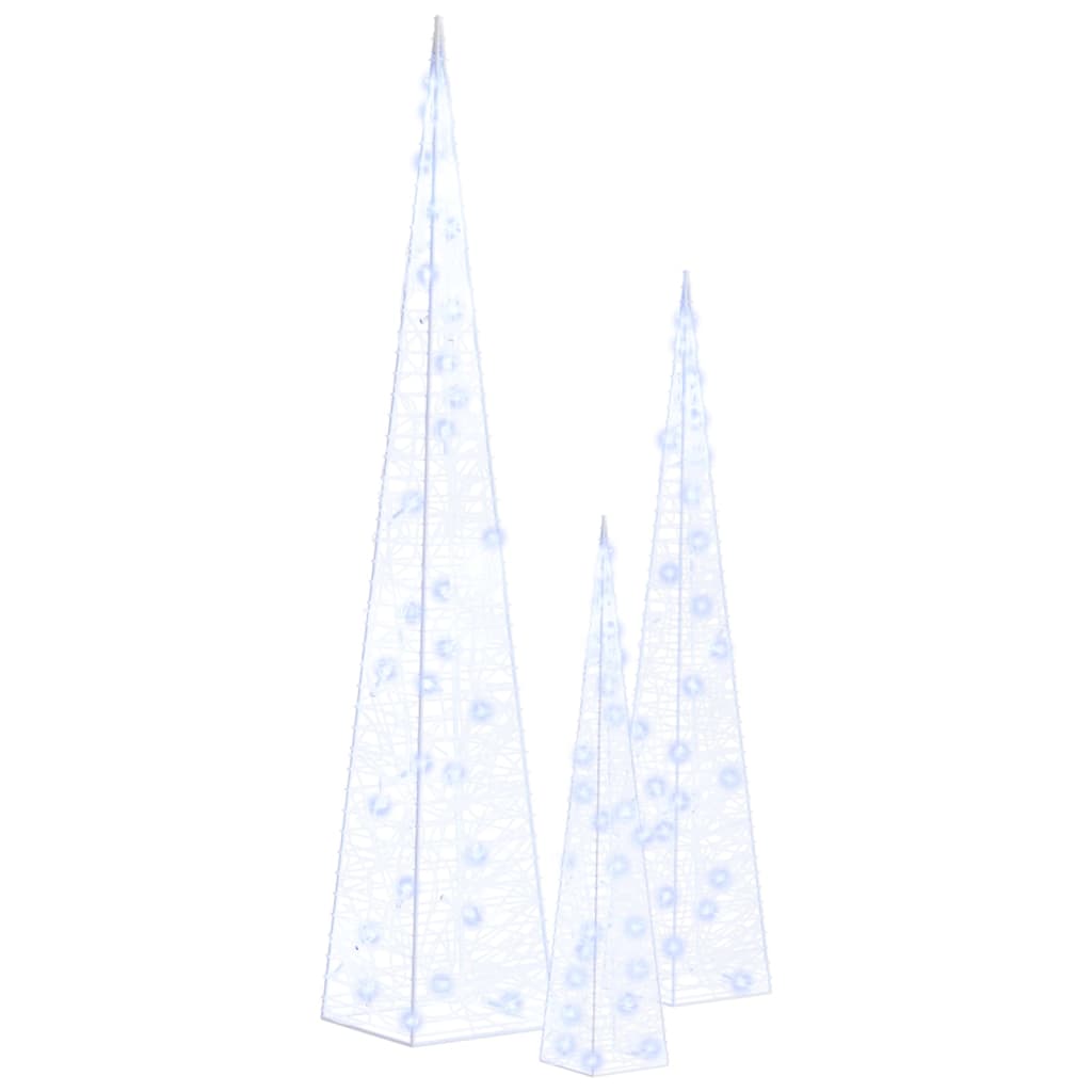 vidaXL Κώνοι Διακοσμητικοί LED Ακρυλικοί Σετ Μπλε 30/45/60 εκ.