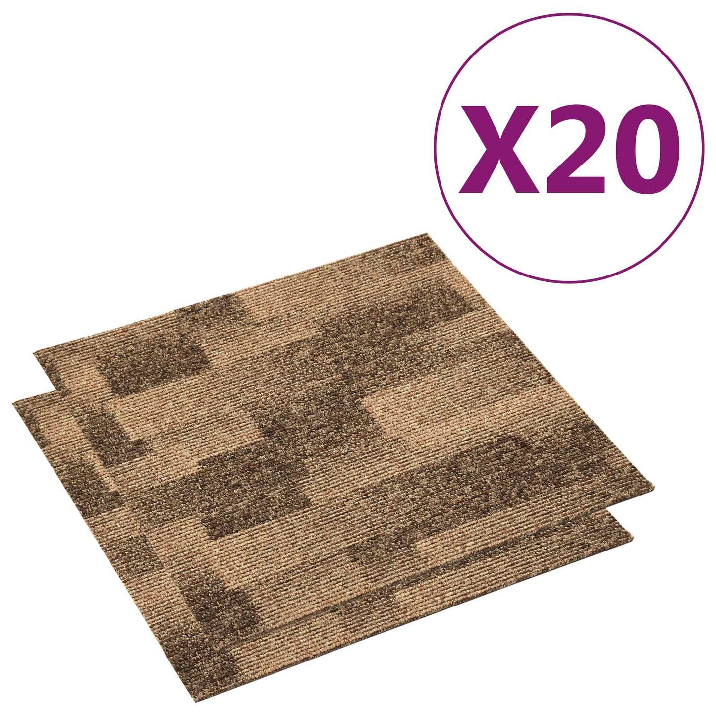 vidaXL Χάλι Δαπέδου 20 pcs Καφέ 50 x 50 cm PP