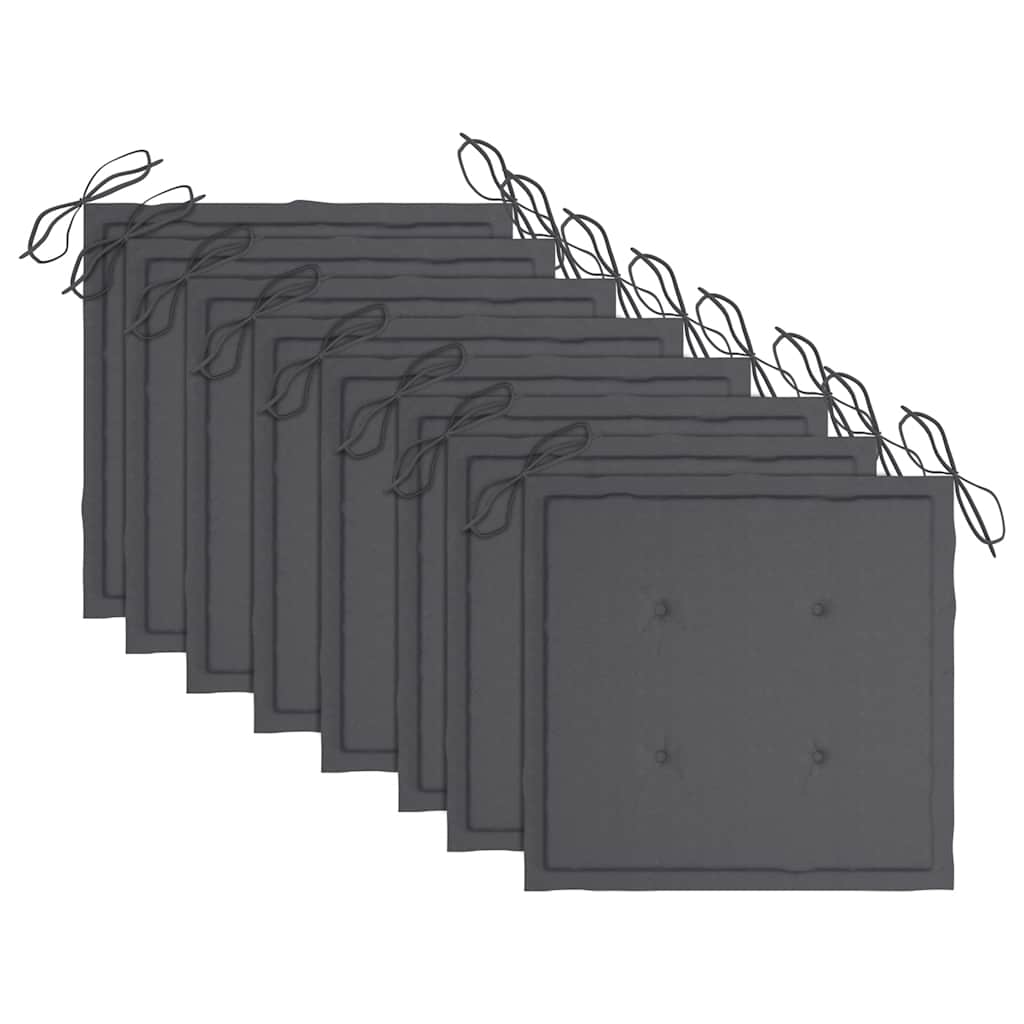 vidaXL Καρέκλες Κήπου 8 τεμ. από Μασίφ Ξύλο Teak με Ανθρακί Μαξιλάρια