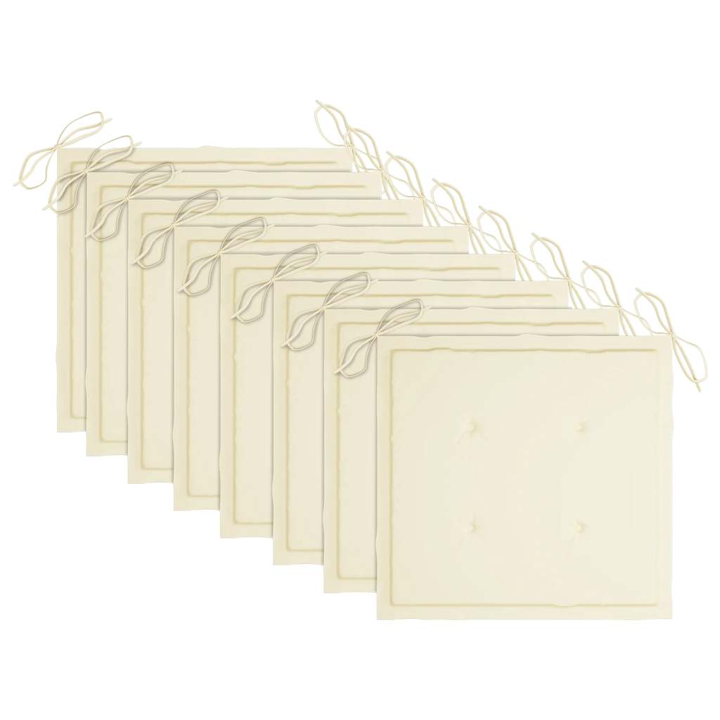 vidaXL Καρέκλες Κήπου 8 τεμ. από Μασίφ Ξύλο Teak με Κρεμ Μαξιλάρια