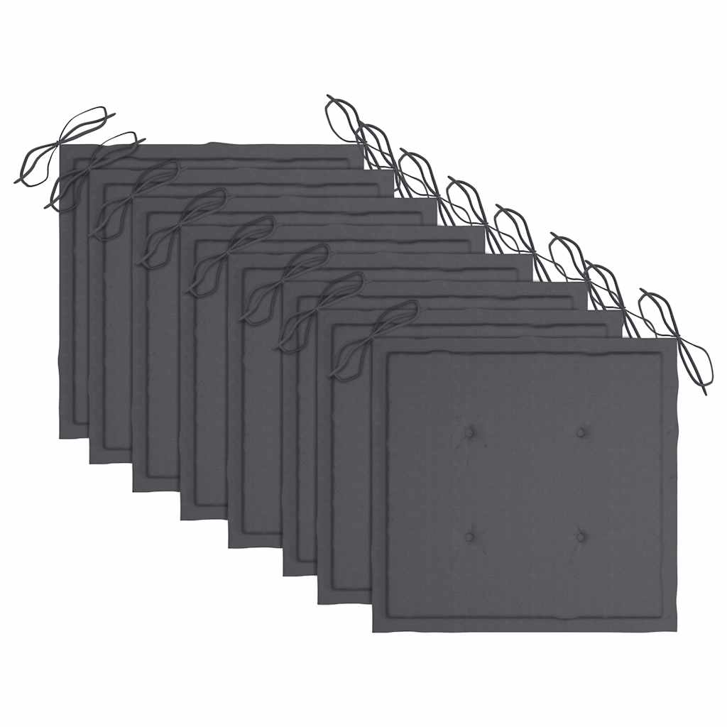 vidaXL Καρέκλες Κήπου 8 τεμ. από Μασίφ Ξύλο Teak με Ανθρακί Μαξιλάρια