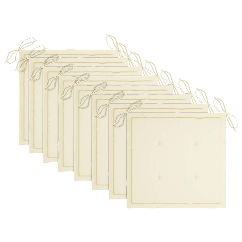 vidaXL Καρέκλες Κήπου 8 τεμ. από Μασίφ Ξύλο Teak με Κρεμ Μαξιλάρια