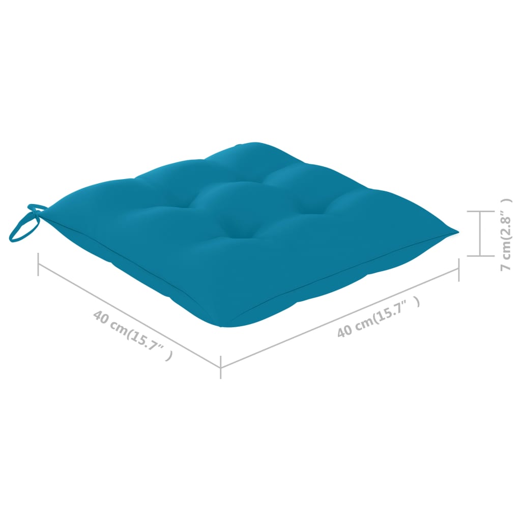 vidaXL Καρέκλες Κήπου 8 τεμ. από Μασίφ Ξύλο Teak με Γαλάζια Μαξιλάρια