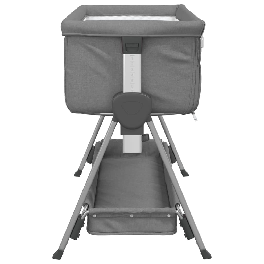 vidaXL Λίκνο Βρεφικό Σκούρο Γκρι από Λινό Ύφασμα με Στρώμα