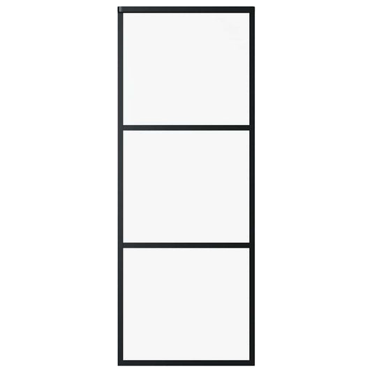 vidaXL Πόρτα Συρόμενη 3 πάνελ Μαύρη 76 x 205 εκ. από Γυαλί ESG / Αλουμίνιο