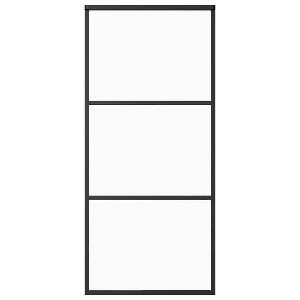 vidaXL Πόρτα Συρόμενη Μαύρη 90 x 205 εκ. από Γυαλί ESG / Αλουμίνιο