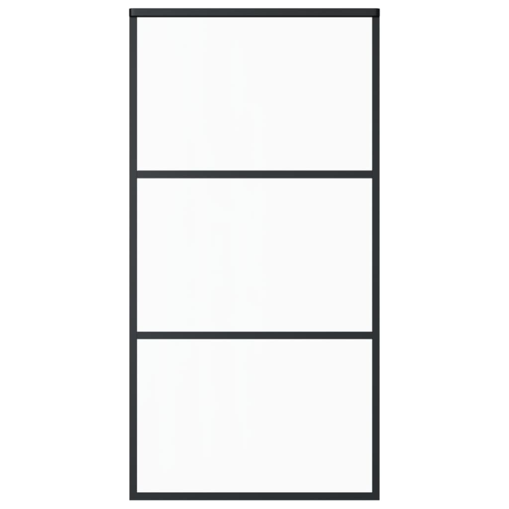vidaXL Πόρτα Συρόμενη Μαύρη 102 x 205 εκ. από Γυαλί ESG / Αλουμίνιο