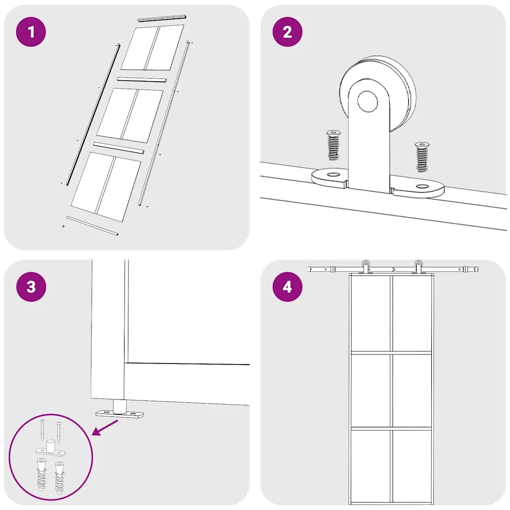 vidaXL Πόρτα Συρόμενη Μαύρη 76 x 205 εκ. από Γυαλί ESG / Αλουμίνιο