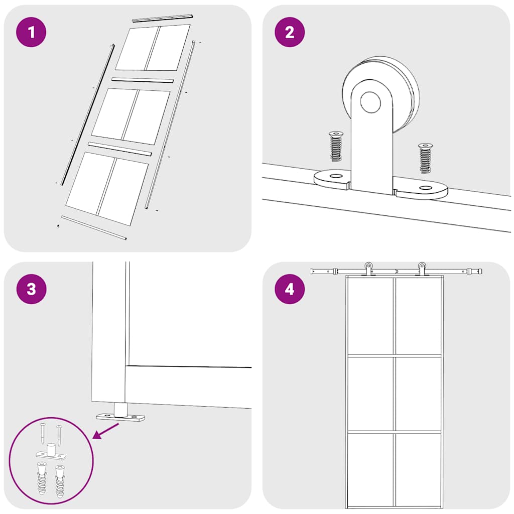vidaXL Πόρτα Συρόμενη Μαύρη 90 x 205 εκ. από Γυαλί ESG / Αλουμίνιο