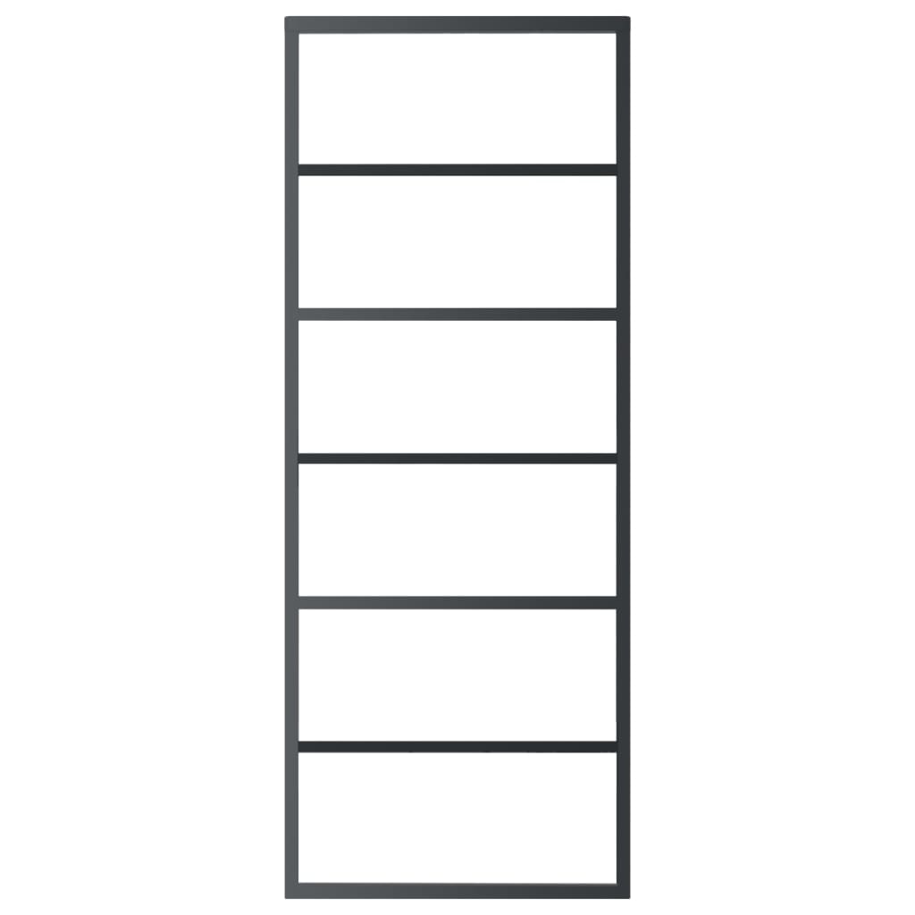 vidaXL Πόρτα Συρόμενη Μαύρη 76 x 205 εκ. από Γυαλί ESG / Αλουμίνιο