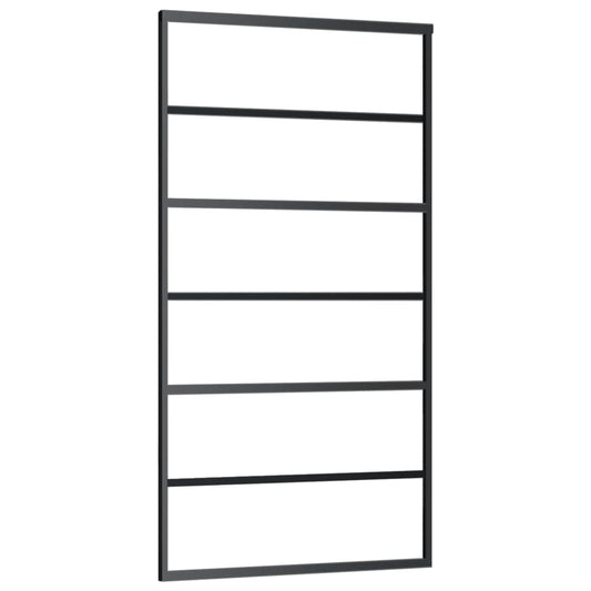 vidaXL Πόρτα Συρόμενη Μαύρη 102 x 205 εκ. από Γυαλί ESG / Αλουμίνιο