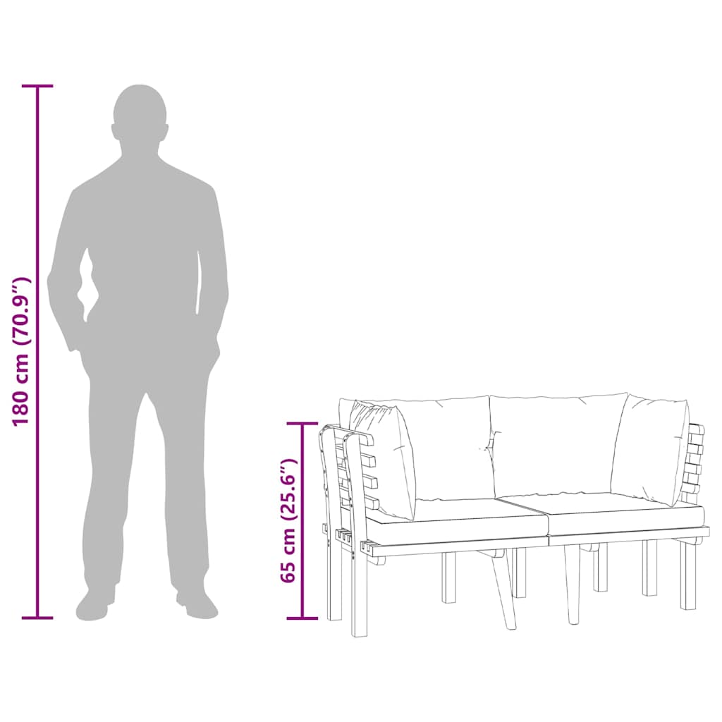 vidaXL Καναπές Κήπου Διθέσιος από Μασίφ Ξύλο Ακακίας με Μαξιλάρια