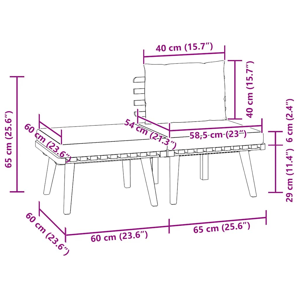 vidaXL Σαλόνι Κήπου Σετ 3 Τεμαχίων από Μασίφ Ξύλο Ακακίας με Μαξιλάρια