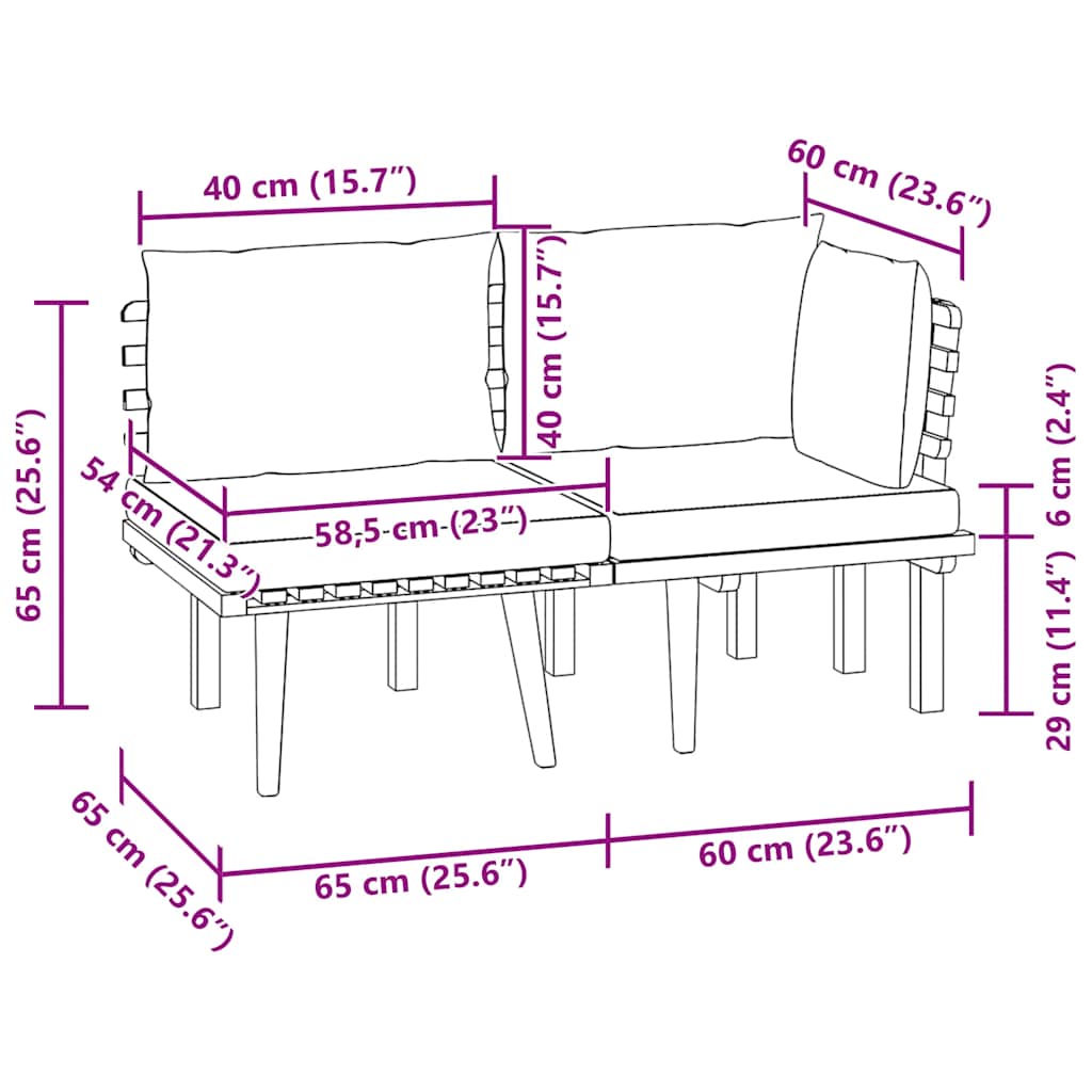 vidaXL Σαλόνι Κήπου Σετ 2 Τεμαχίων από Μασίφ Ξύλο Ακακίας με Μαξιλάρια