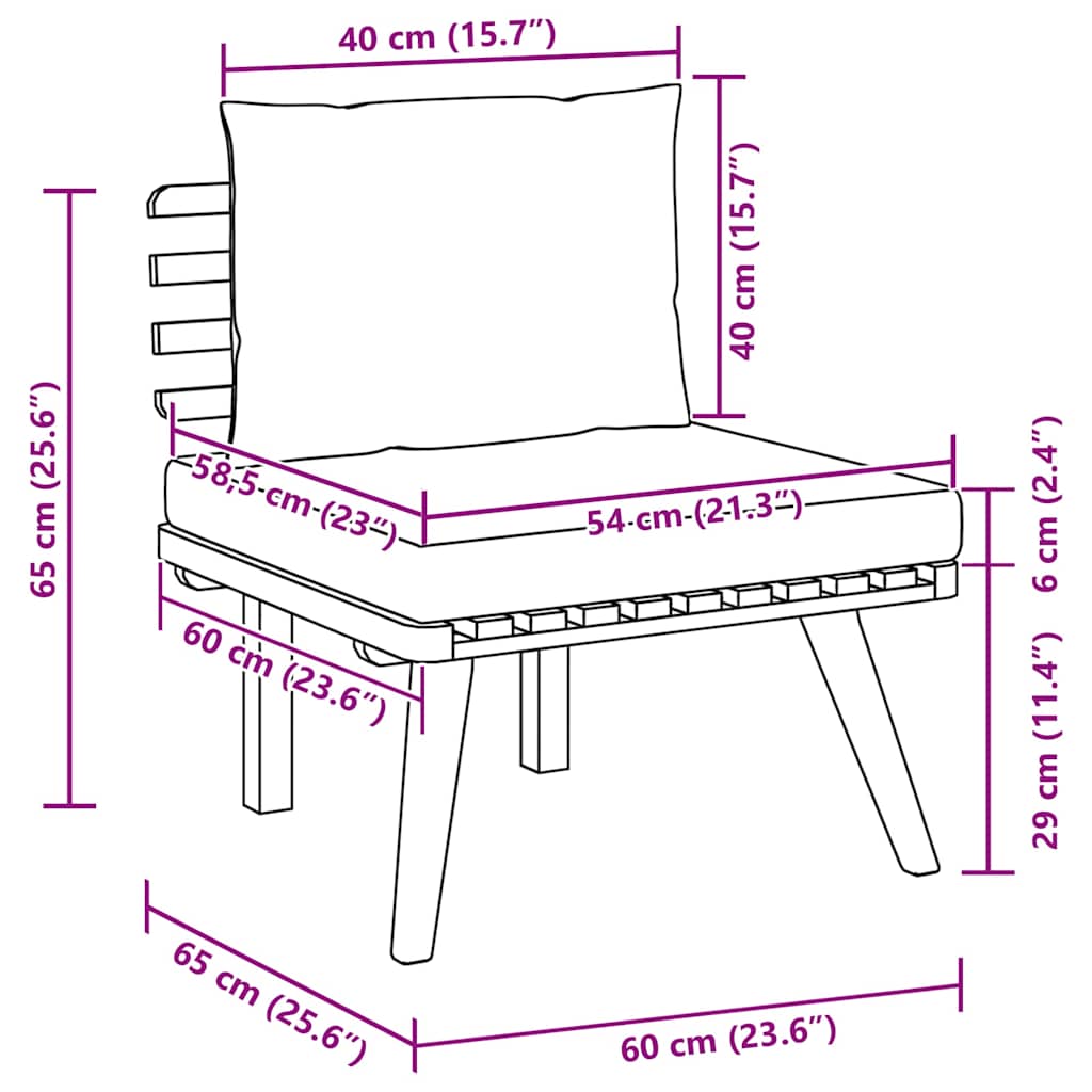 vidaXL Σαλόνι Κήπου Σετ 2 Τεμαχίων από Μασίφ Ξύλο Ακακίας με Μαξιλάρια