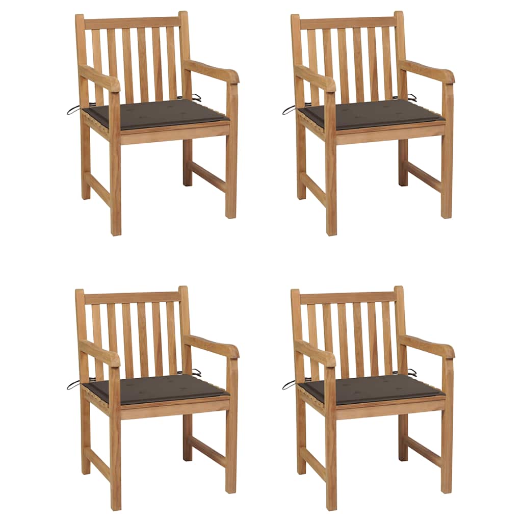 vidaXL Καρέκλες Κήπου 4 τεμ. από Μασίφ Ξύλο Teak με Taupe Μαξιλάρια