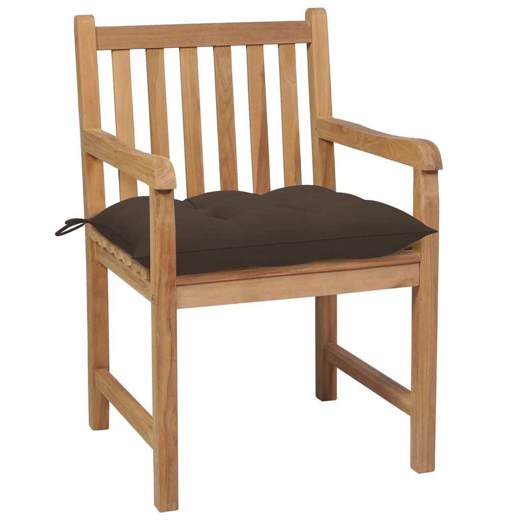 vidaXL Καρέκλες Κήπου 6 τεμ. από Μασίφ Ξύλο Teak με Taupe Μαξιλάρια