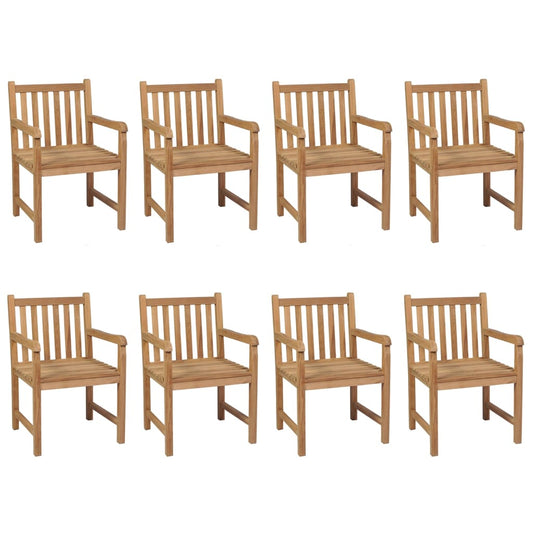 vidaXL Καρέκλες Κήπου 8 Τεμαχίων από Μασίφ Ξύλο Teak με Γκρι Μαξιλάρια
