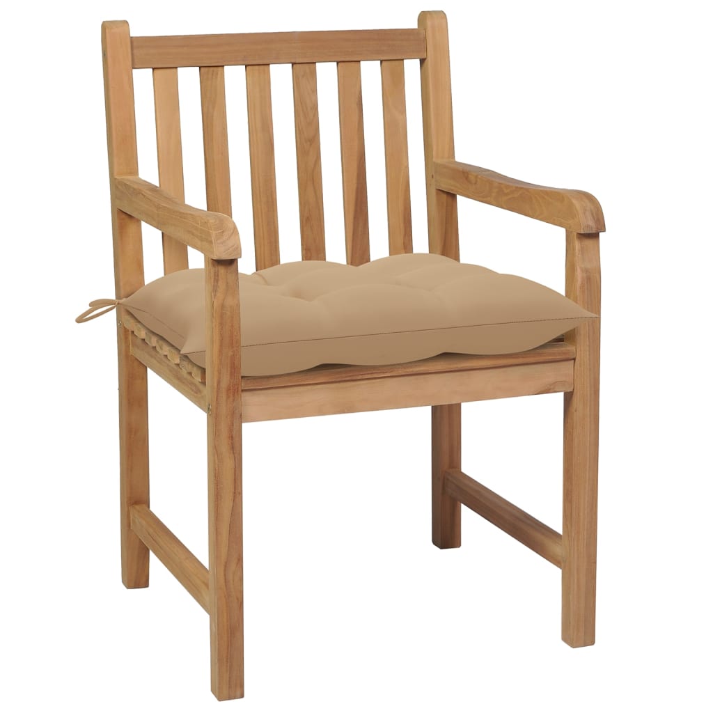 vidaXL Καρέκλες Κήπου 8 Τεμαχίων από Μασίφ Ξύλο Teak με Μπεζ Μαξιλάρια