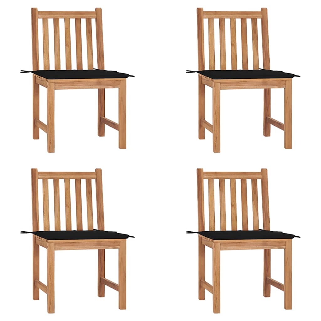 vidaXL Καρέκλες Κήπου 4 Τεμαχίων από Μασίφ Ξύλο Teak με Μαξιλάρια