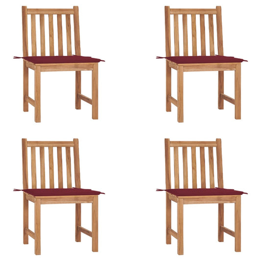 vidaXL Καρέκλες Κήπου 4 Τεμαχίων από Μασίφ Ξύλο Teak με Μαξιλάρια