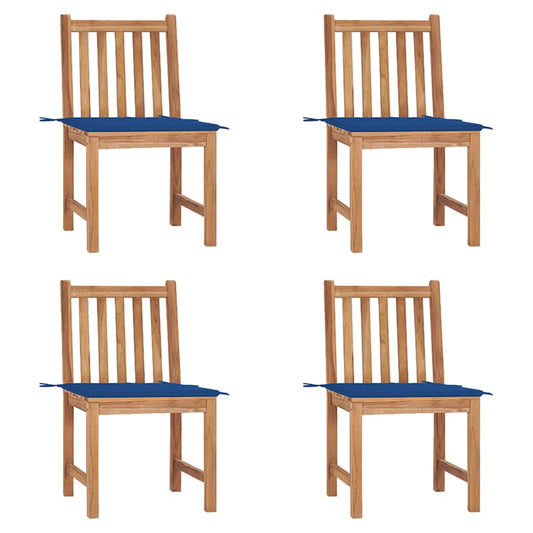 vidaXL Καρέκλες Κήπου 4 Τεμαχίων από Μασίφ Ξύλο Teak με Μαξιλάρια